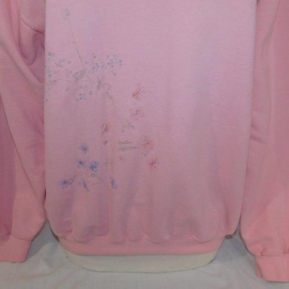 VTG 90s Northern Reflections Womens L Pink Floral Glitter detail  Sweatshirt - Picture 4 of 13